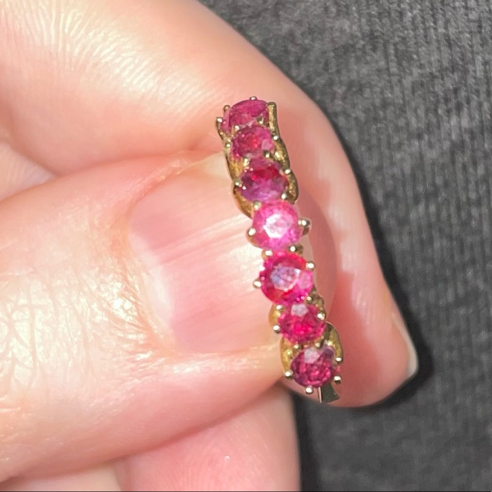 Ruby half eternity band 18k gold - Picture 10 of 17